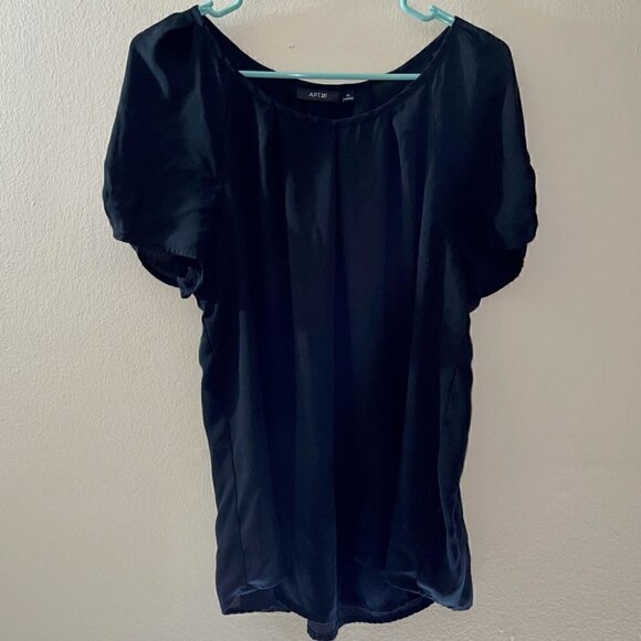 APT. 9 Blouse Wide Crewneck Sheer Layered Loose Fit Shirt Balloon Cinched Sleeve - Picture 2 of 5